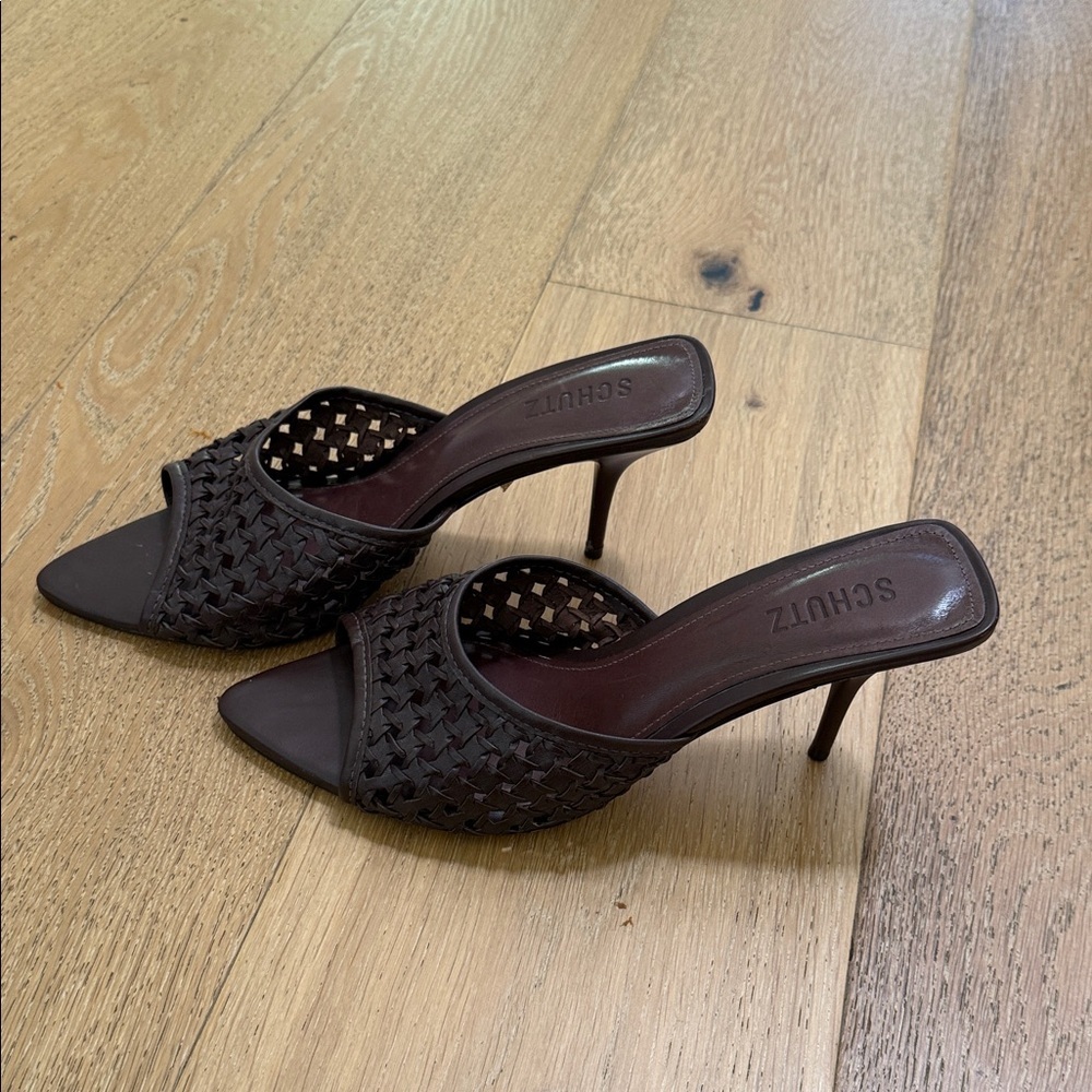 SCHUTZ Dark Brown Woven Heels - Picture 10 of 16